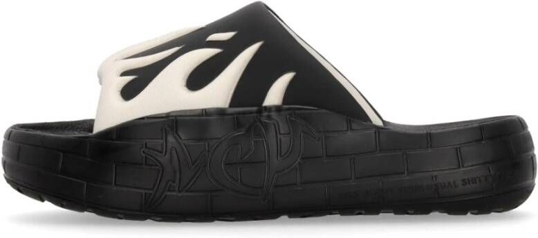 Acupuncture Flame Shape Slide Slippers Wit Zwart