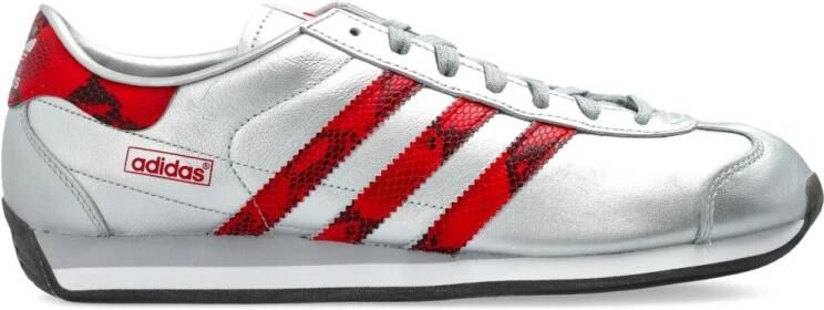 Adidas Grijze Leren Sneakers met Snakeskin Detail