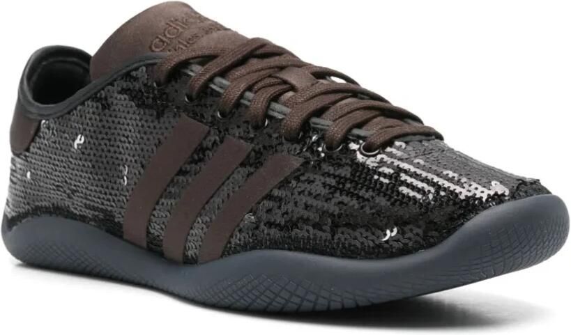 Adidas Zwarte Paillet Sneakers met Drie Strepen