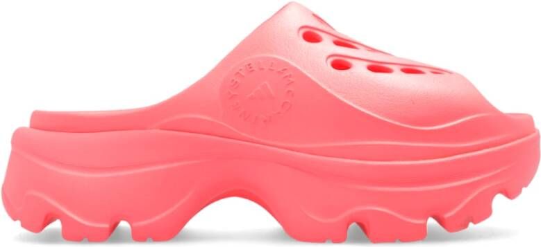 Adidas by stella mccartney Rubberen platform slides Roze Dames