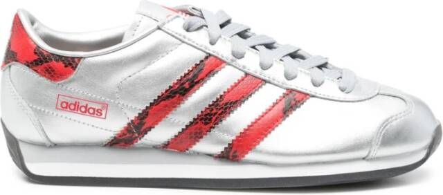 Adidas Grijze Leren Sneakers met Snakeskin Detail