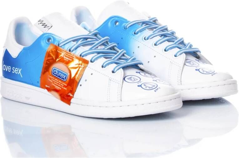Adidas Handgemaakte Lichtblauw Witte Sneakers Multicolor Heren