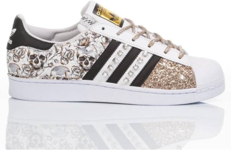 Adidas Handgemaakte Wit Goud Sneakers Multicolor Dames