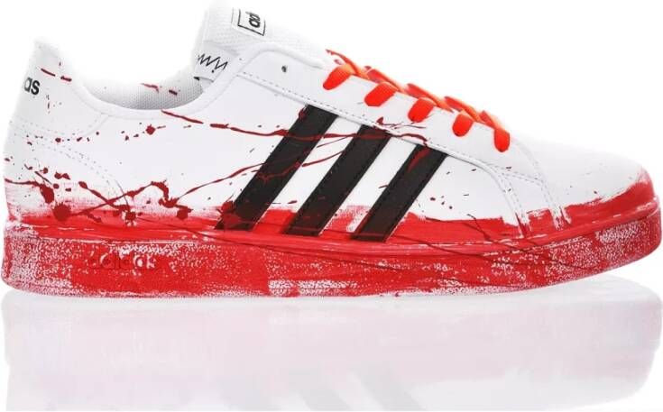 Adidas Handgemaakte Wit Rode Sneakers Multicolor Heren