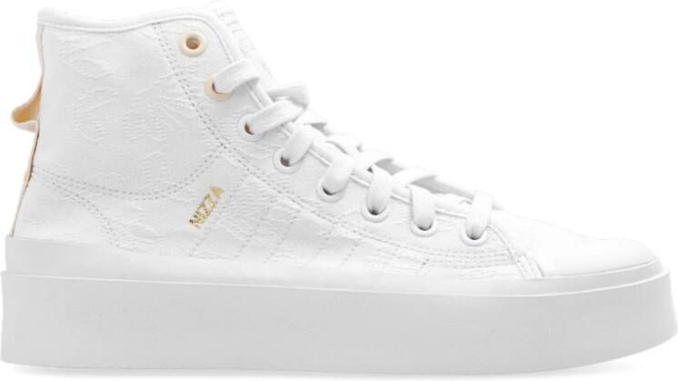 Adidas Witte High-Top Sneaker met Bloemenborduursel White Dames