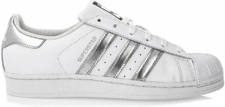 adidas Originals Witte Leren Sneakers met Zilveren Accenten Wit Dames