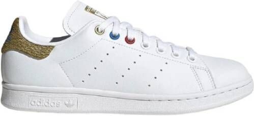 adidas Originals Witte Leren Stan Smith W Sneakers met Logo Wit Dames
