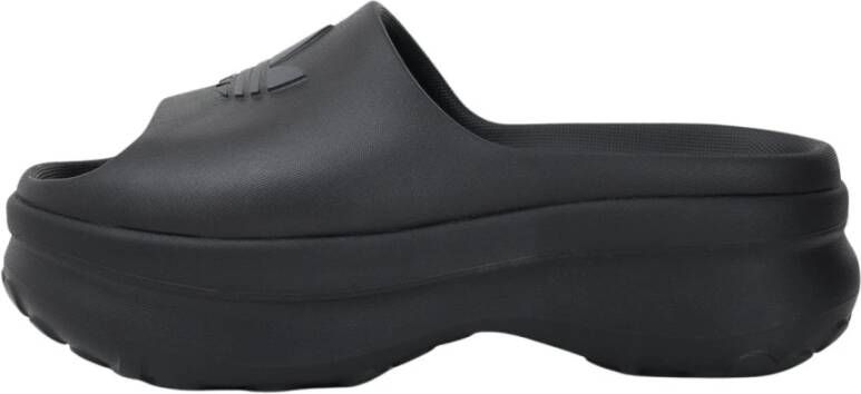 Adidas Originals Platte Zwarte Schoenen Slide Stijl