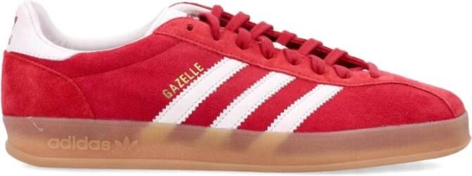 Adidas Rode Leren Sneakers Twee-Tint Ontwerp