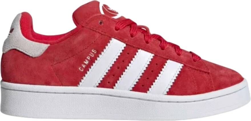 Adidas Rode Sneakers Vetersluiting Leren Bovenwerk Rubberen Zool