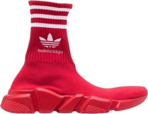 Balenciaga Speed Lt Adidas Sneakers Red Logo White Rood Dames