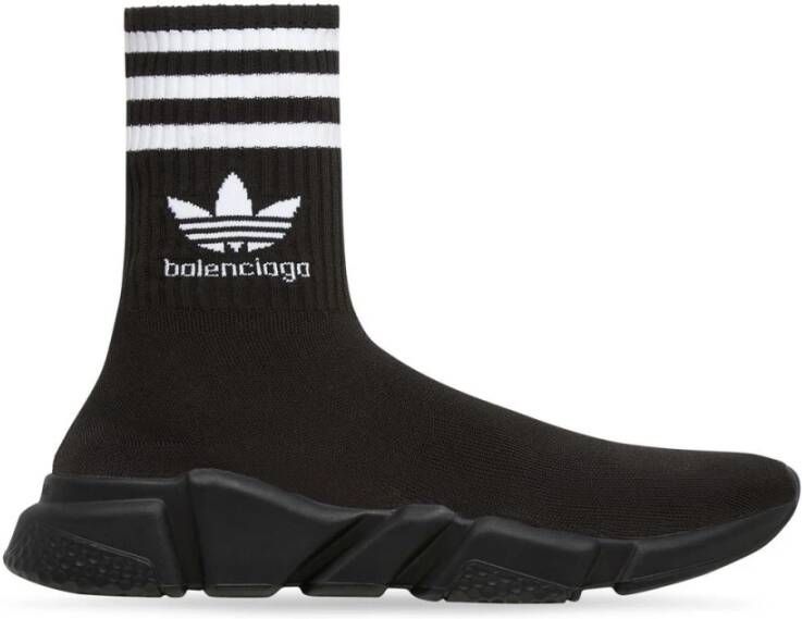 Balenciaga Adidas Speed Lt Sneakers Zwart Wit Logo Zwart Dames