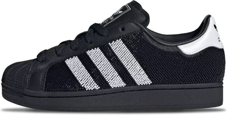 Adidas Originals Zwarte platte schoenen Superstar II
