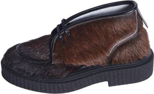 Adieu Paris Bruine Veterschoenen met Bont