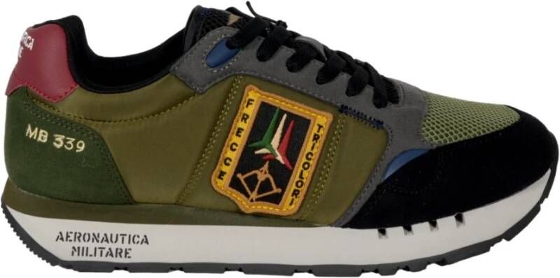 aeronautica militare Tricolori Running Sneakers Donkergroen Multicolor Heren