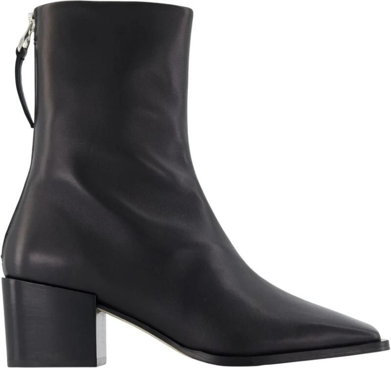 Aeyde Zwarte Leren Enkellaarzen Black Dames
