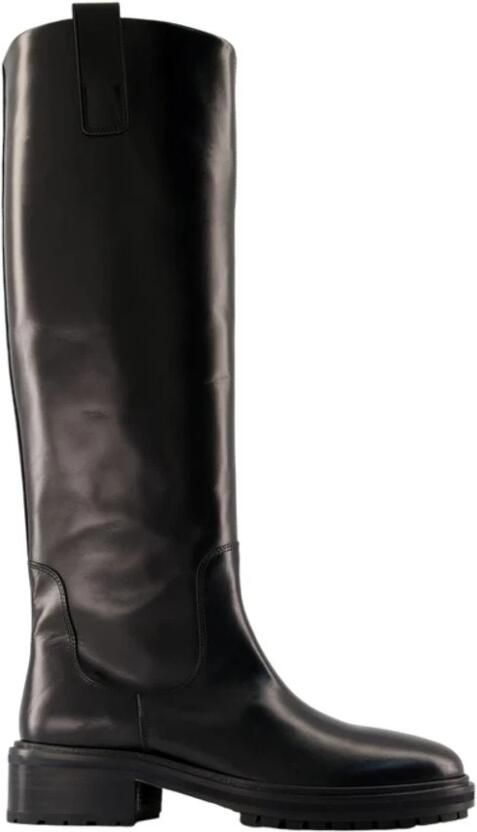 Aeyde Zwarte Leren Kniehoge Laarzen Black Dames