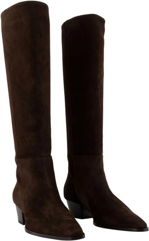 Aeyde Bruine Leren Puntige Neus Laarzen - Foto 3