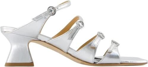 Aeyde Metallic Strappy Block Heel Sandals