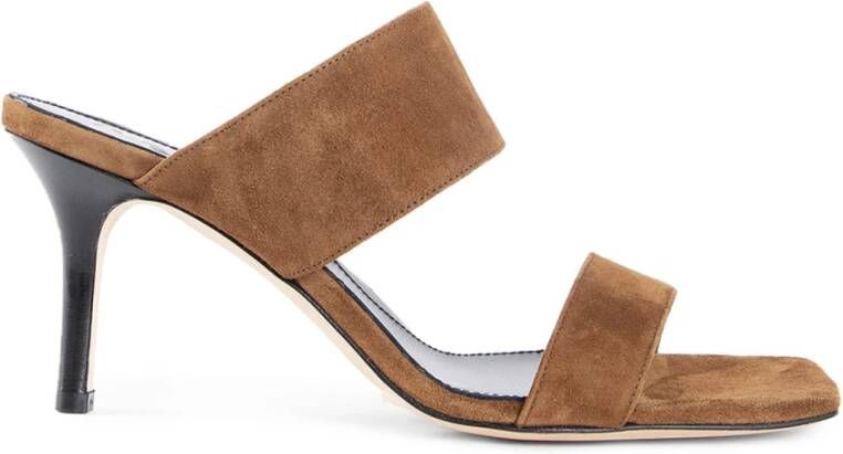 Aeyde Bruin Suède Stiletto Hak Sandalen