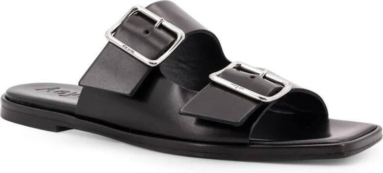 Aeyde Bruine Leren Sandalen Vierkante Neus