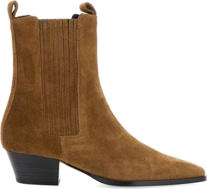 Aeyde Bruine puntige neus blokhak schoenen
