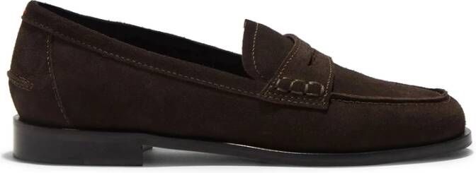 Aeyde Koffiebruin Suède Penny Slot Schoenen