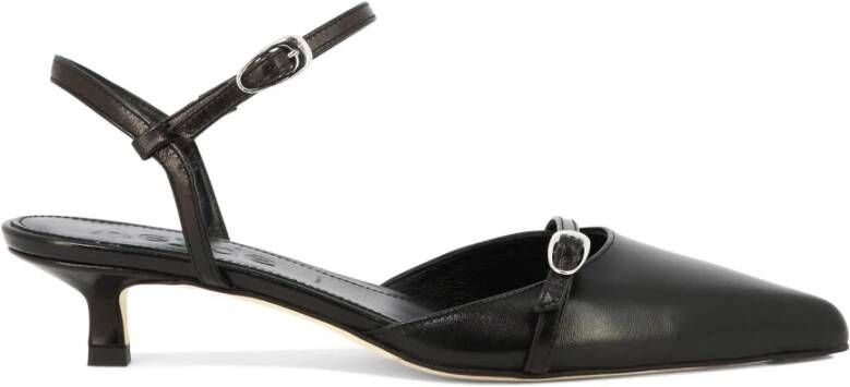 Aeyde Zwarte Leren Sandalen met Enkelband Black Dames
