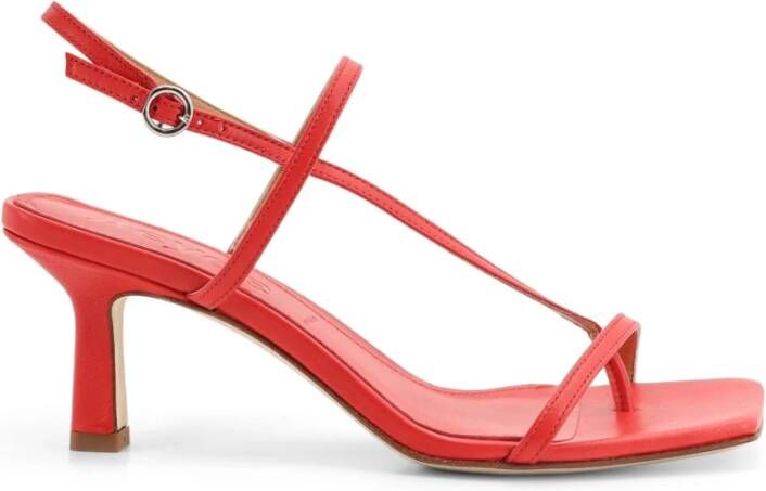 Aeyde Rode Vierkante Sandalen