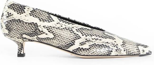 Aeyde Slangenprint Leren Kitten Hak Schoenen