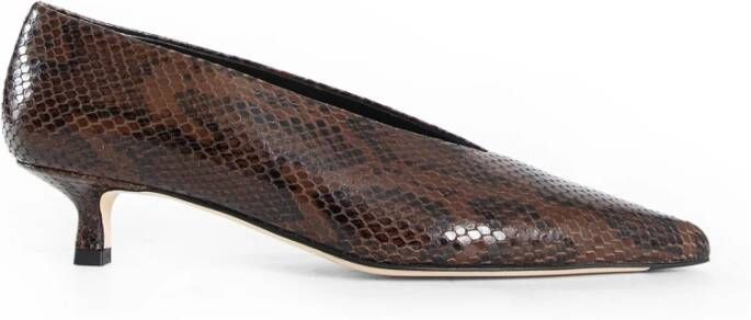 Aeyde Slangenprint Leren Kitten Hak Schoenen