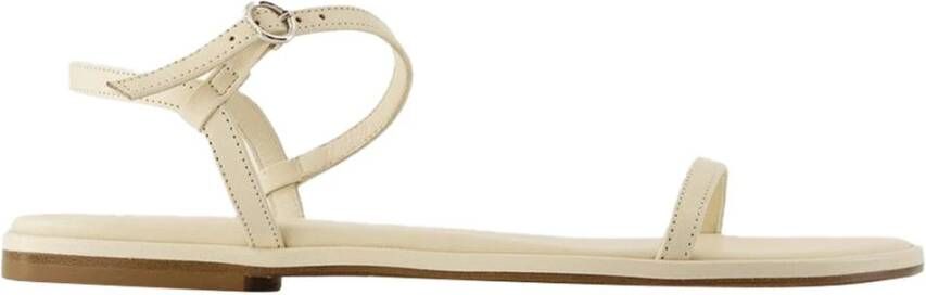 Aeyde Witte Leren Minimalistische Platte Sandalen