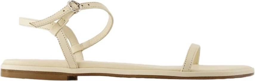 Aeyde Witte Leren Platte Sandalen Enkel Gesp