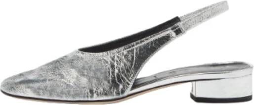 Aeyde Zilveren Platte Schoenen Elastische Band Hak
