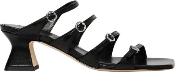 Aeyde Zwarte Leren Blokhak Sandalen