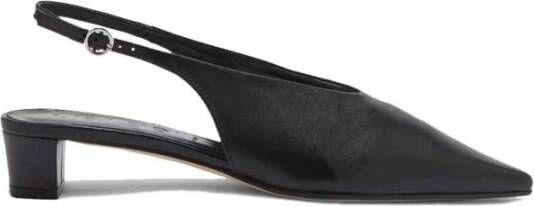 Aeyde Zwarte leren slingback pump met metalen gesp
