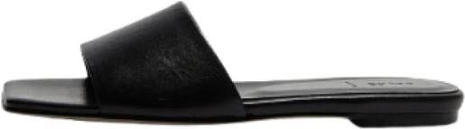 Aeyde Zwarte Leren Vierkante Neus Sandalen