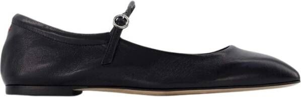 Aeyde Zwarte platte ballerina's amandel teen Black Dames