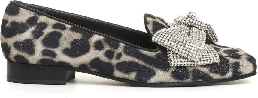 AGL Mocassino Crosta Stampa Leopardo Fiocco in Strass