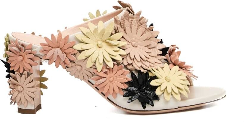 AGL Beige Bloem Sandalen voor Vrouwen