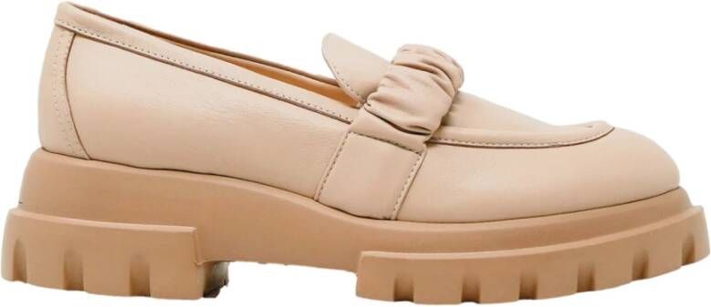 AGL Beige Leren Loafer Schoenen