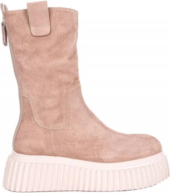 AGL Beige Suède Enkellaarzen Beige Dames