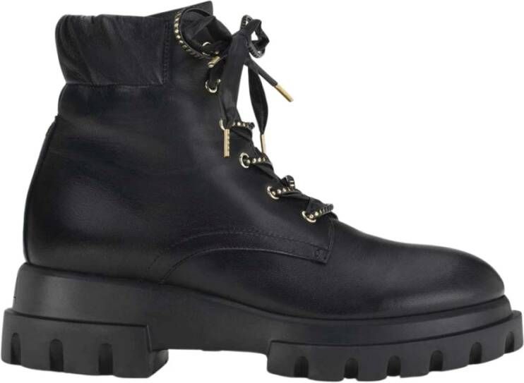 AGL Luxe Vetersluiting Leren Booties Black Dames