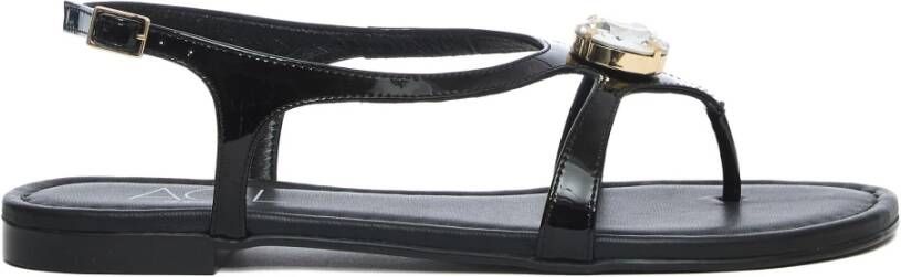 AGL Metallic Leren Sandalen met Kristal Detail