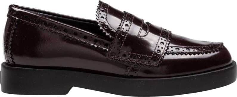 AGL Mokka Leren Loafer Lichtgewicht Rubberen Zool