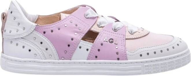 AGL Nappa and nylon leather sneakers with panels White Dames