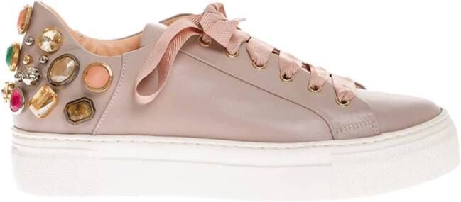 AGL Nappa lederen tennis met platform Beige Dames