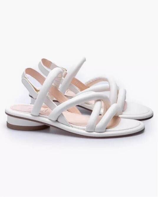AGL Quilted Leather Flat Sandals White Dames