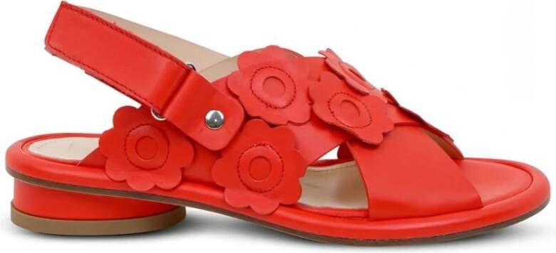 AGL Rode Leren Platte Sandalen Vrouwen Red Dames