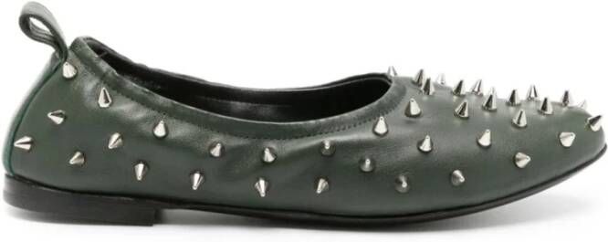 AGL Studded Leren Ballerina Green Dames